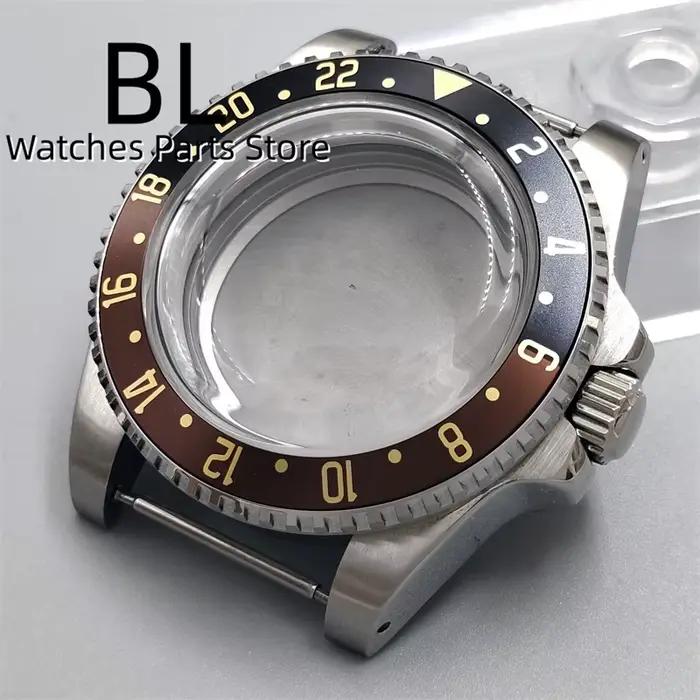 Boîtier de Montre Vintage Brossé avec Insert de Lunette Noire et Marron