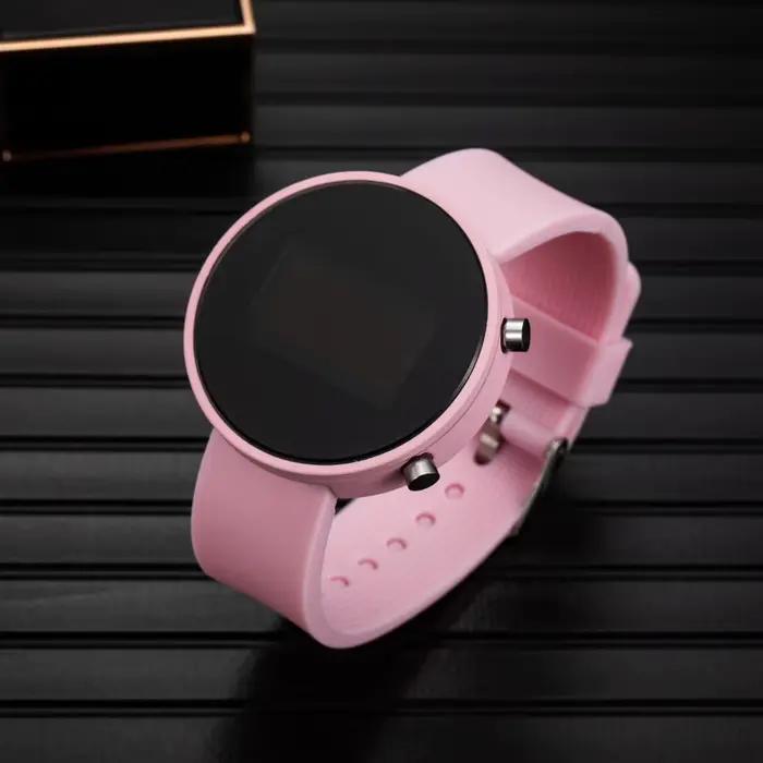 Mode femmes montres numériques Simple cadran rond montre LED pour femme Sport décontracté dames horloge électronique reloj numérique