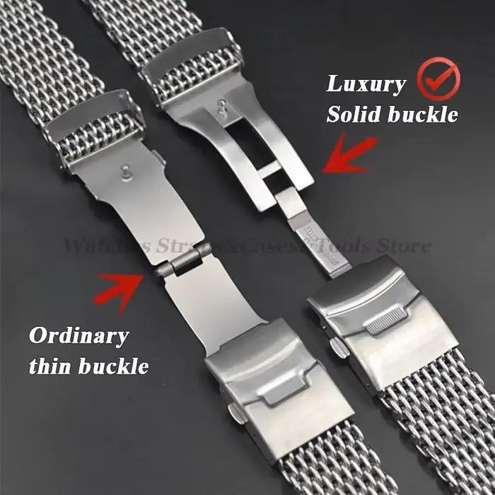 Bracelet de montre requin 4.0mm d'épaisseur pour Seiko pour Omega 18mm 20mm 22mm 24mm bracelet en acier massif maille Sport plongée bracelet de montre de luxe