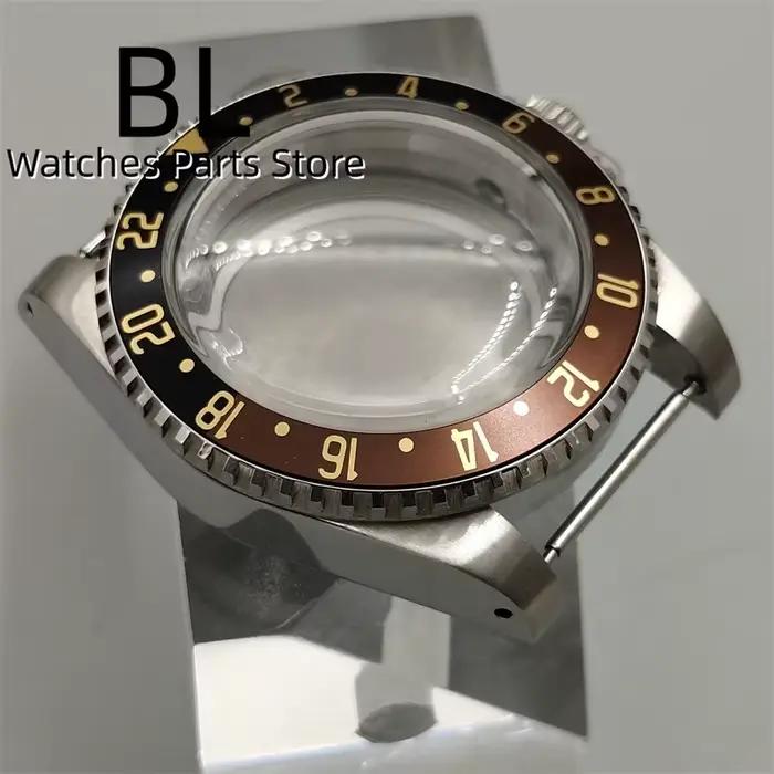 Boîtier de Montre Vintage Brossé avec Insert de Lunette Noire et Marron
