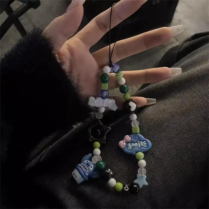 Bracelet de téléphone portable Disney Stitch, lanière pour iPhone Samsung Huawei Xiaomi, étui en perles Anti-perte, porte-clés de voiture