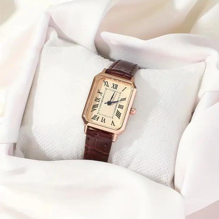 Montre à Quartz à pointeur rectangulaire décontracté
