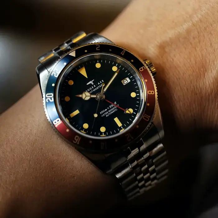 DAGGERAXE – montre de plongée pour hommes, 39mm GMT, automatique, mécanique, étanche à 100M, miroir saphir lumineux C3, lunette Cola NH34
