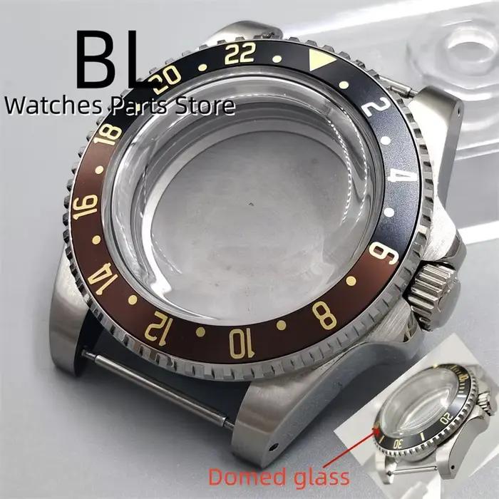 Boîtier de Montre Vintage Brossé avec Insert de Lunette Noire et Marron