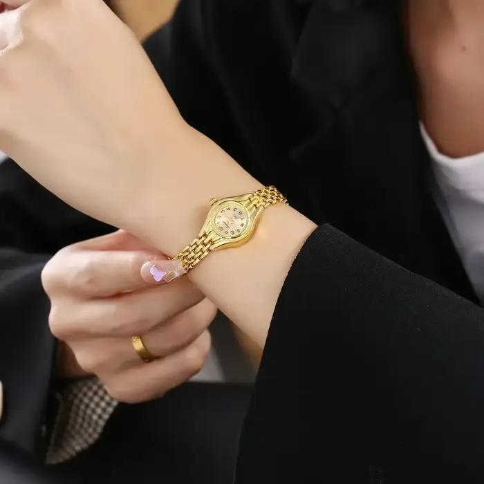 Montre-Bracelet en or pour femmes, mode élégante, petit cadran, alliage, Quartz, montre de luxe pour dames, horloge cadeau Reloj Mujer