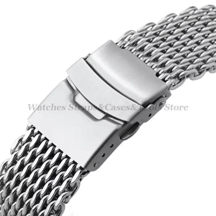 Bracelet de montre requin 4.0mm d'épaisseur pour Seiko pour Omega 18mm 20mm 22mm 24mm bracelet en acier massif maille Sport plongée bracelet de montre de luxe