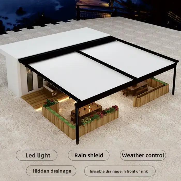 Auvent de toit imperméable pour piscine extérieure, patio, balcon, pergola motorisée électrique rétractable en PVC