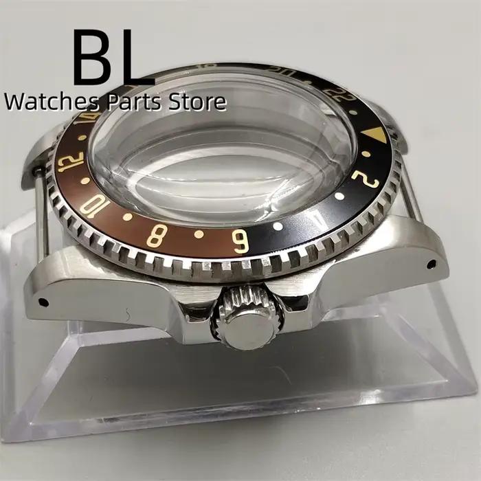 Boîtier de Montre Vintage Brossé avec Insert de Lunette Noire et Marron
