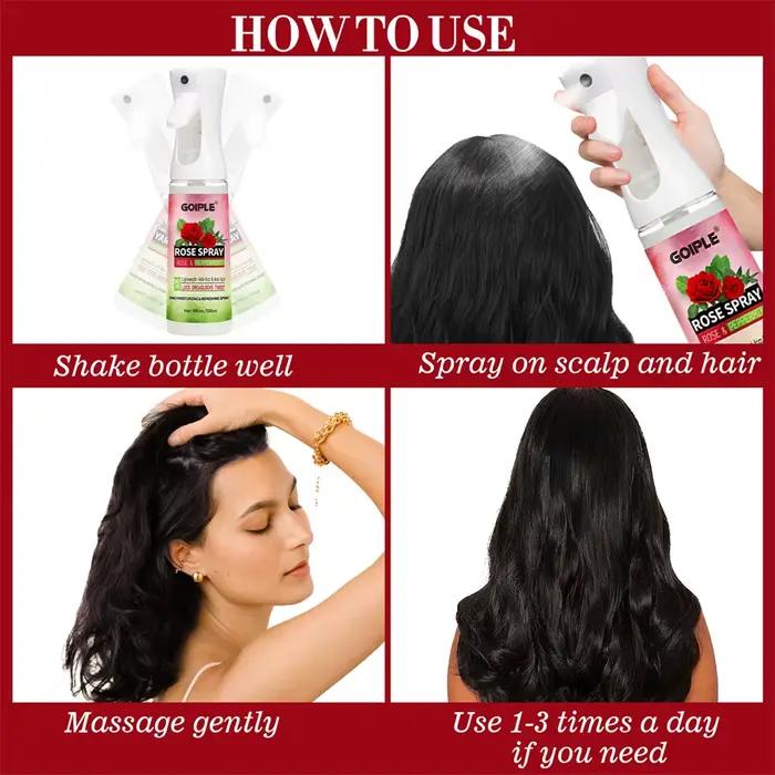 Vaporisateur d'eau de rose, hydratant, nourrissant, apaisant pour le cuir chevelu, revitalisant anti-frisottis, ajout de brillance et d'odeur, produit de soin des cheveux