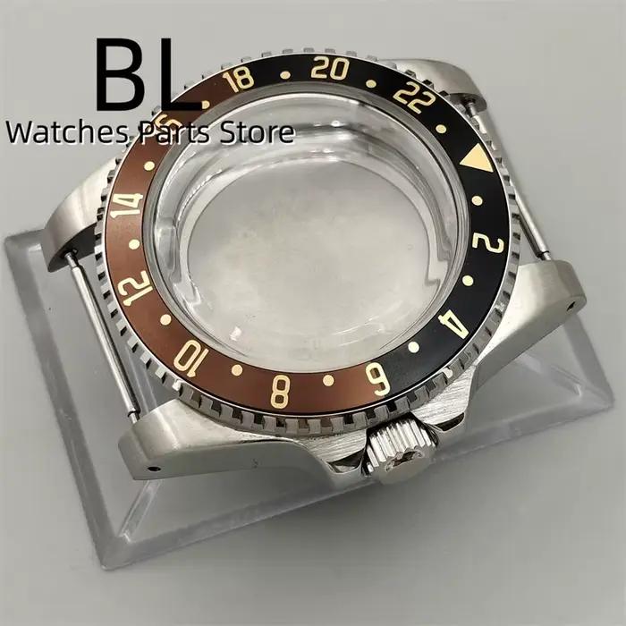 Boîtier de Montre Vintage Brossé avec Insert de Lunette Noire et Marron