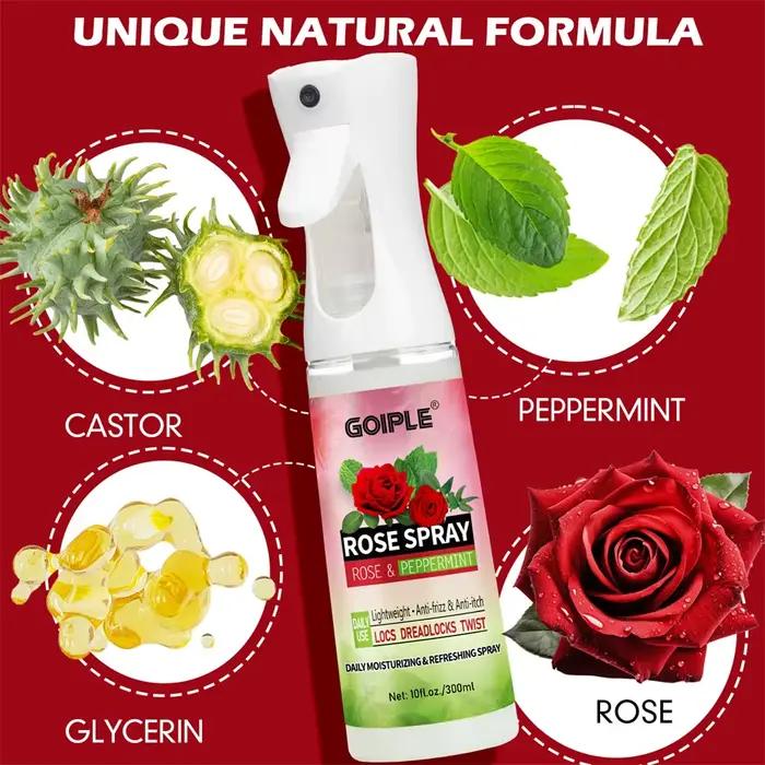 Vaporisateur d'eau de rose, hydratant, nourrissant, apaisant pour le cuir chevelu, revitalisant anti-frisottis, ajout de brillance et d'odeur, produit de soin des cheveux