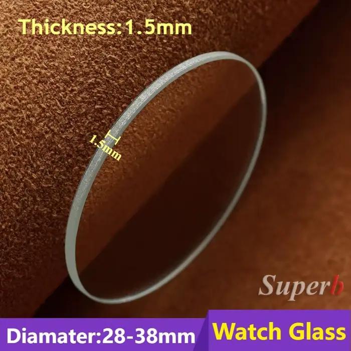 Miroir en verre trempé résistant aux rayures pour montres intelligentes, diamètre 28mm-38mm, couleur argent, beige, bleu, brun, gris, glacé, ivoire, jaune, kaki, lumineux, or, orange