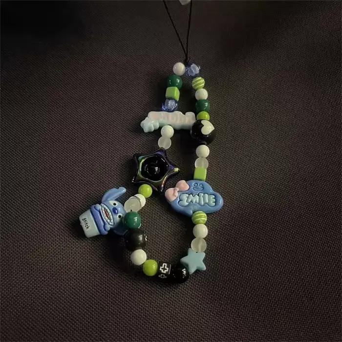 Bracelet de téléphone portable Disney Stitch, lanière pour iPhone Samsung Huawei Xiaomi, étui en perles Anti-perte, porte-clés de voiture