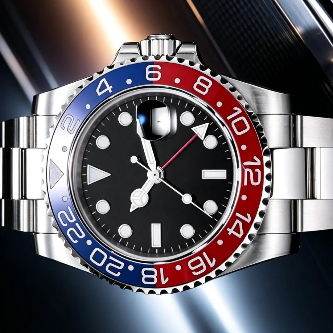 Montre de sport pour homme avec calendrier mécanique automatique, bracelet en acier inoxydable, lune