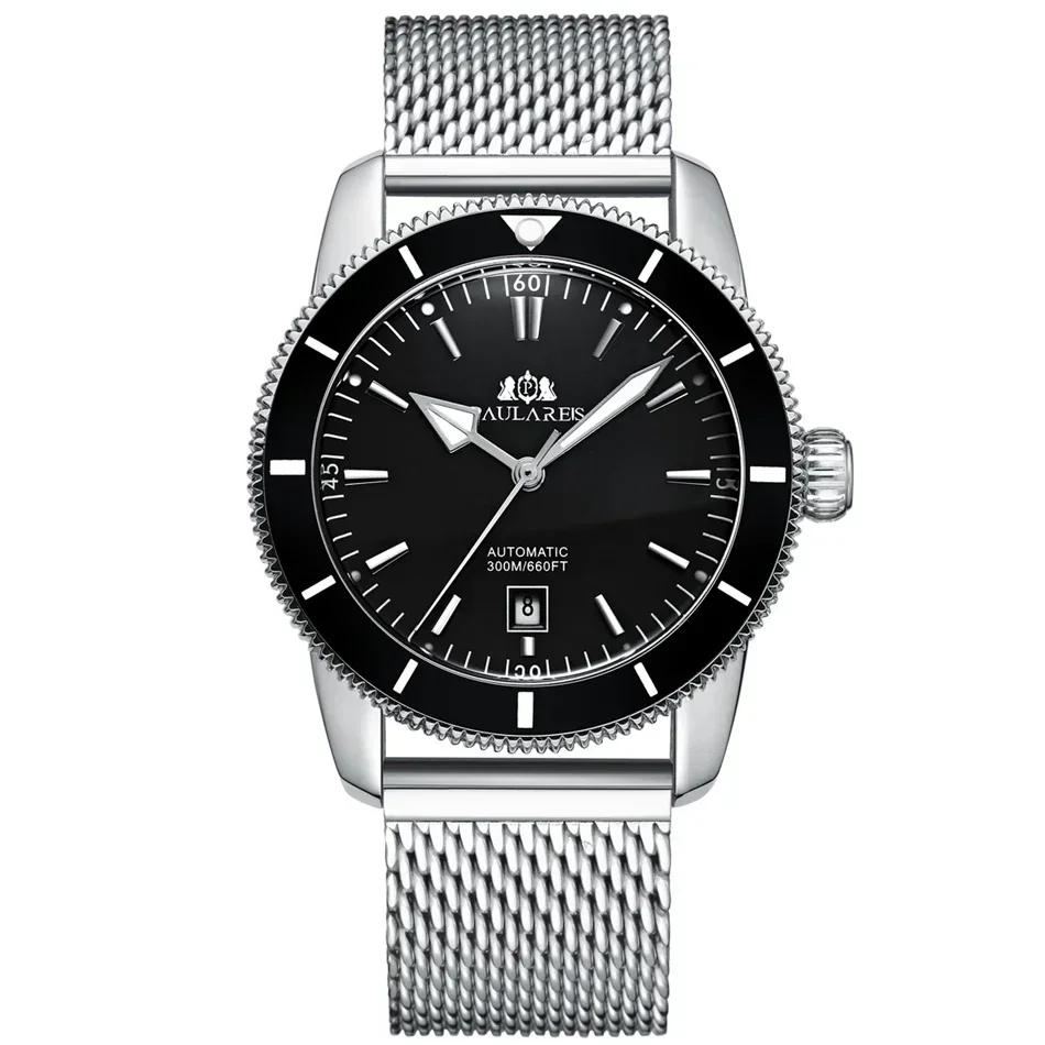 Montres automatiques pour hommes, filet mécanique à remontage automatique, en acier inoxydable et cu