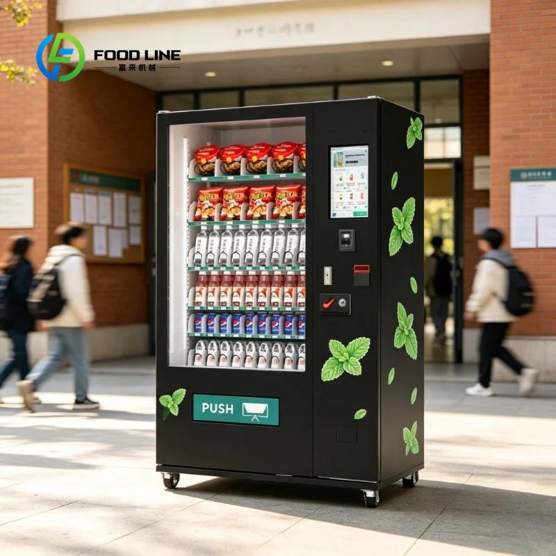 Distributeur automatique de snacks et de boissons, écran tactile, paiement sans argent liquide, solu