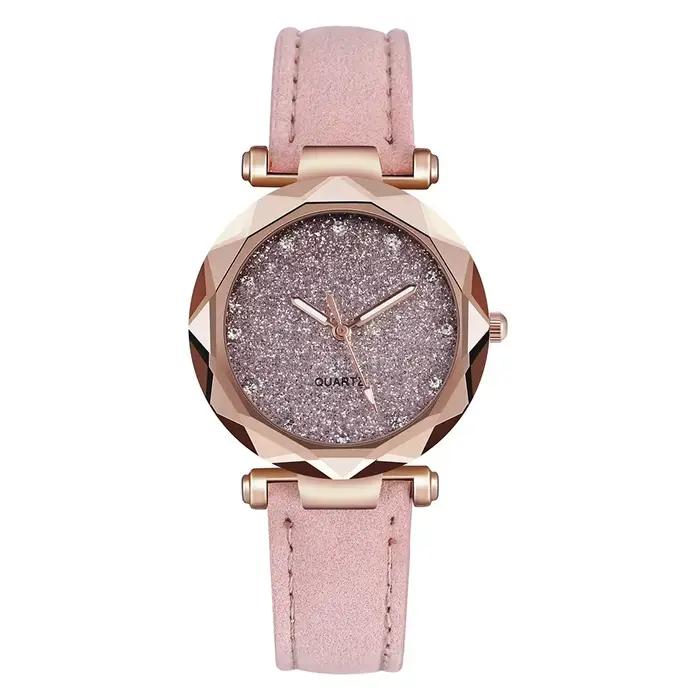 Ciel étoilé femmes montre Bracelet dames montre-Bracelet rose femme filles horloge mode cuir Simple