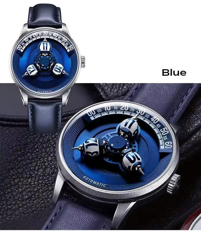 Montre mécanique de luxe pour homme Vortichron 41 mm, mouvement Miyota 8215, cadran sphérique à moti