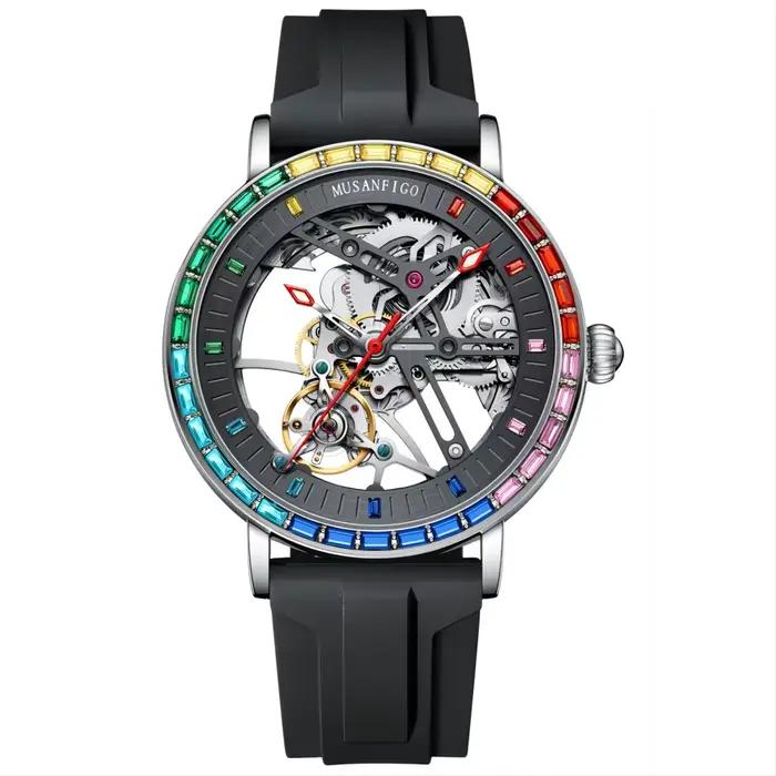 MUSANFIGO Nouvelle montre mécanique entièrement automatique ajourée pour homme, montre étanche lumin