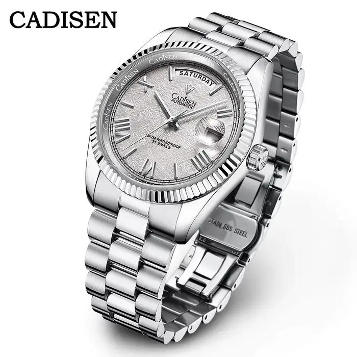 CADISEN – montre mécanique de luxe pour hommes, cadran en météorite, automatique, semaine 2021, 100M