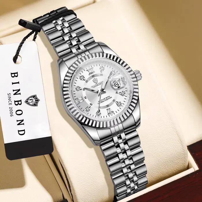 Montres à quartz BINBOND pour femmes, lumineuses, étanches, montre de luxe de marque pour femmes, ca