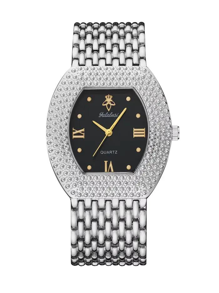 YaLaLuSi Montre élégante pour femmes, de style rétro, en forme de seau, avec un bracelet en acier et