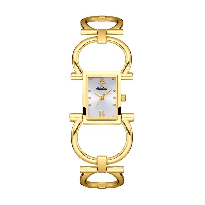 Montre à quartz pour femme YaLaLuSi de style vintage français, avec bracelet en chaîne ajourée géomé