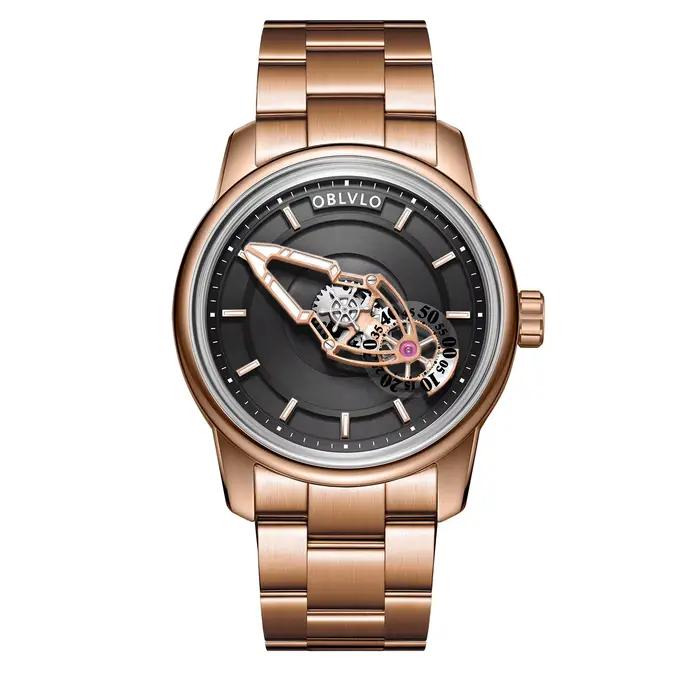 OBLVLO – montre automatique pour hommes, 42MM, mécanique, étanche, saphir, Rotation lumineuse, petit