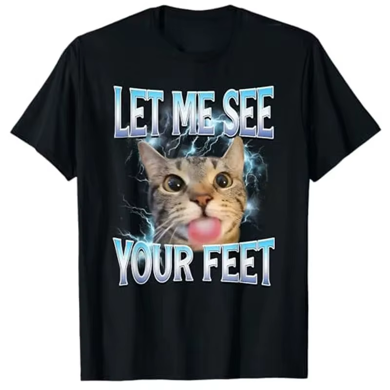 T-shirt pour femme avec motif humoristique et offensant de chat, style bootleg, 'Let Me See Your Fee
