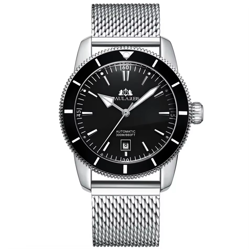 Montres automatiques pour hommes, filet mécanique à remontage automatique, en acier inoxydable et cu