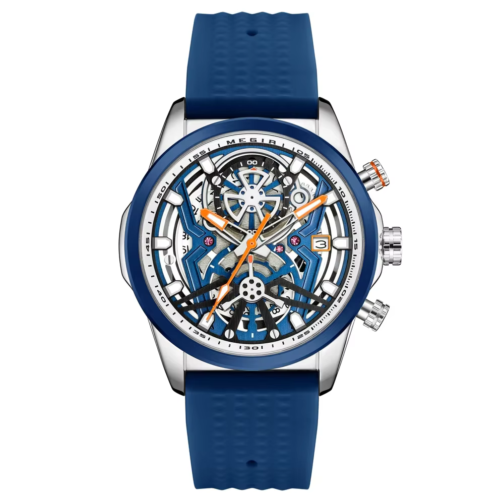 MEGIR-Montres chronographes de sport pour hommes, montre-bracelet à quartz étanche, date automatique
