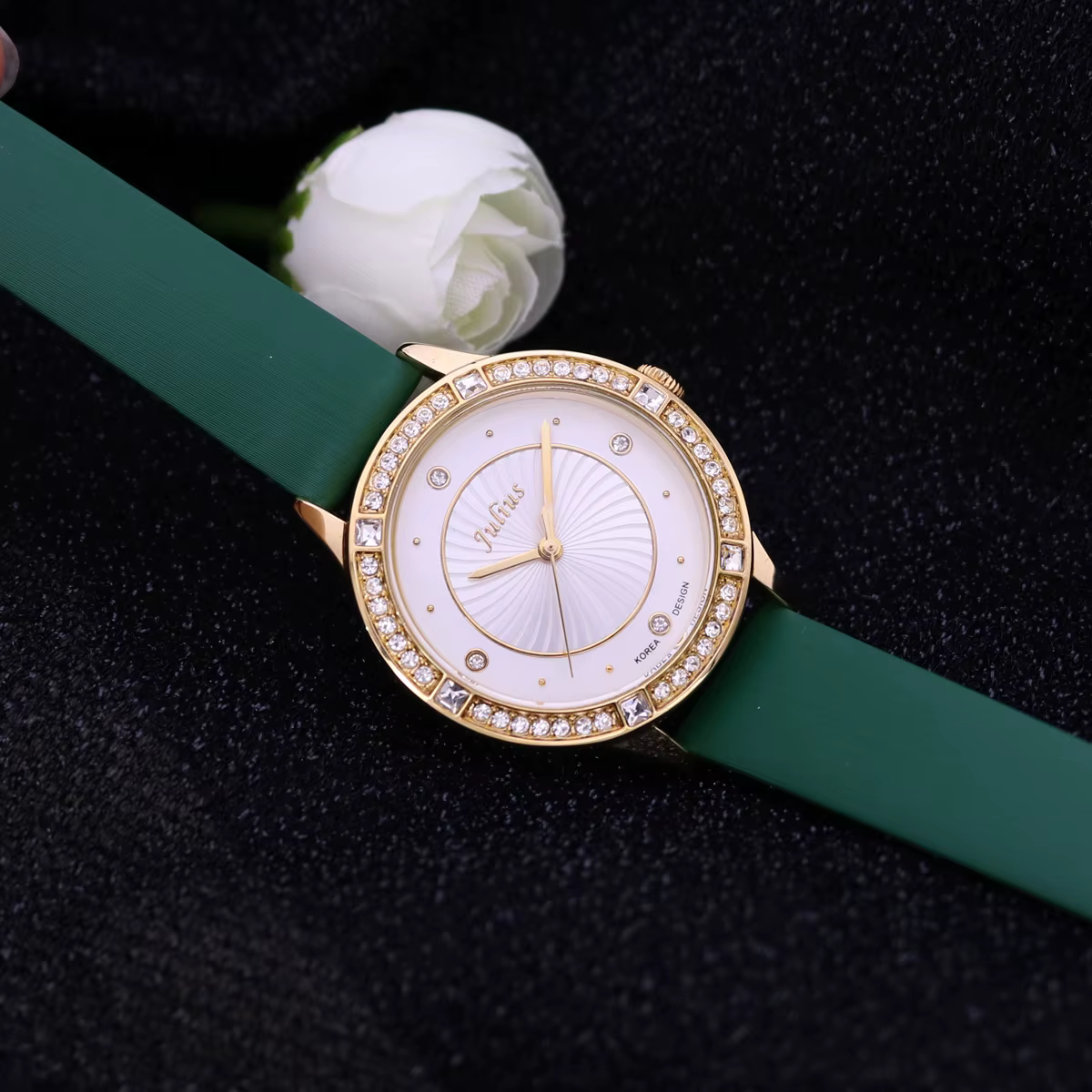 Montre à quartz pour femme avec strass, bracelet en cuir véritable, coffret cadeau d'anniversaire po