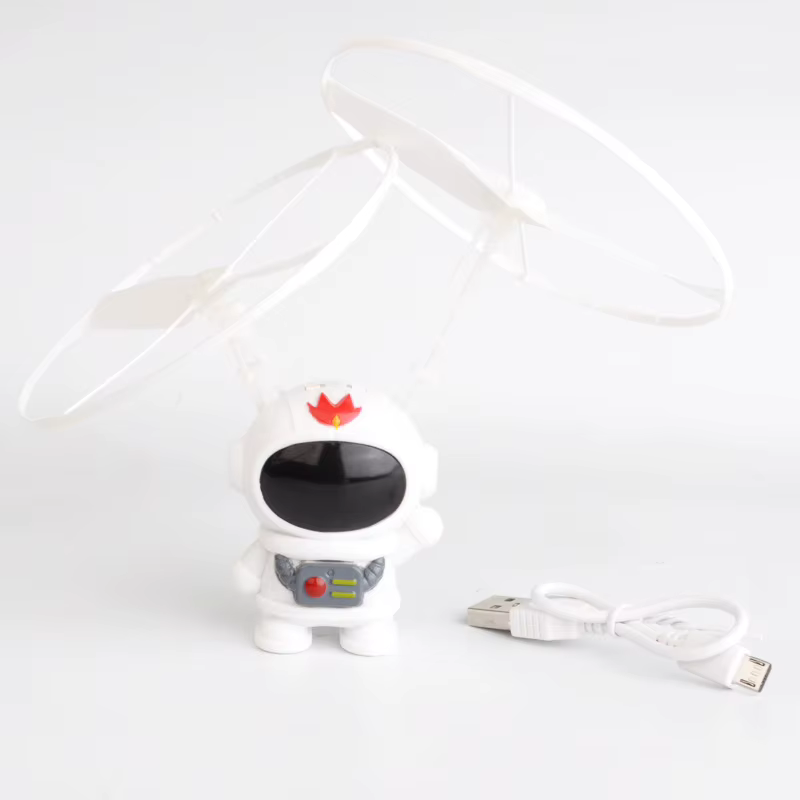 Mini hélicoptère astronaute volant à induction infrarouge, machine de vol automatique, lumières LED