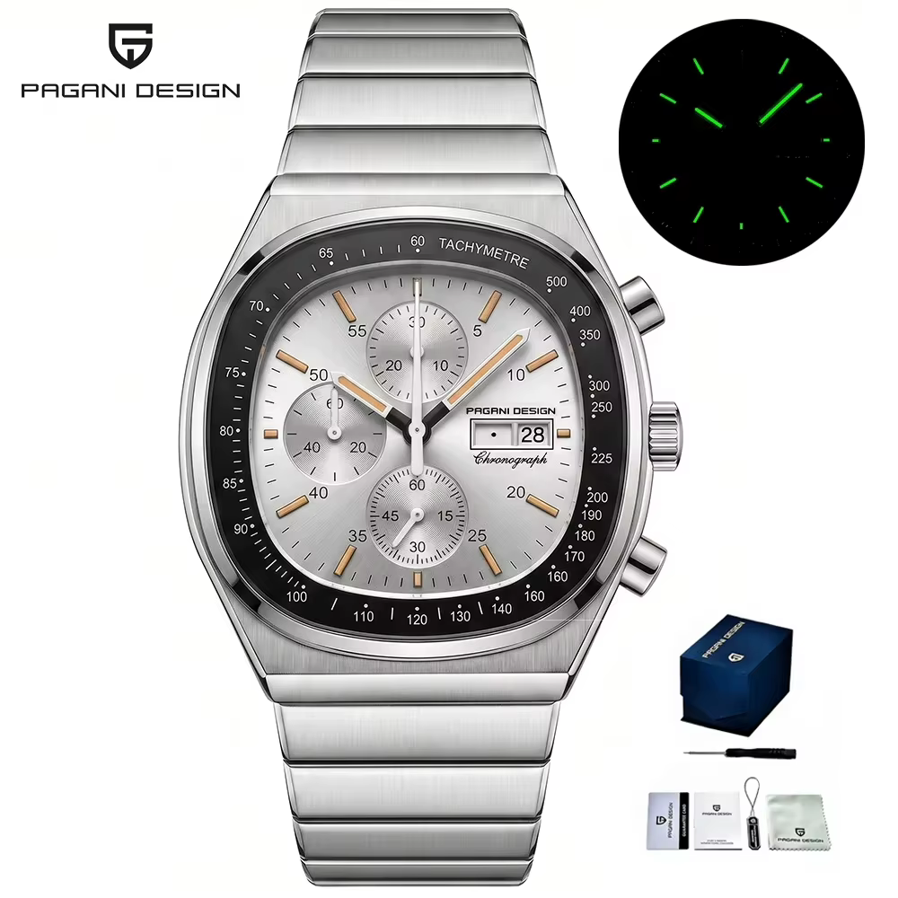 Montre chronographe carrée PAGANI DESIGN PD1819 pour homme, mouvement japonais Miyota OS000, verre s