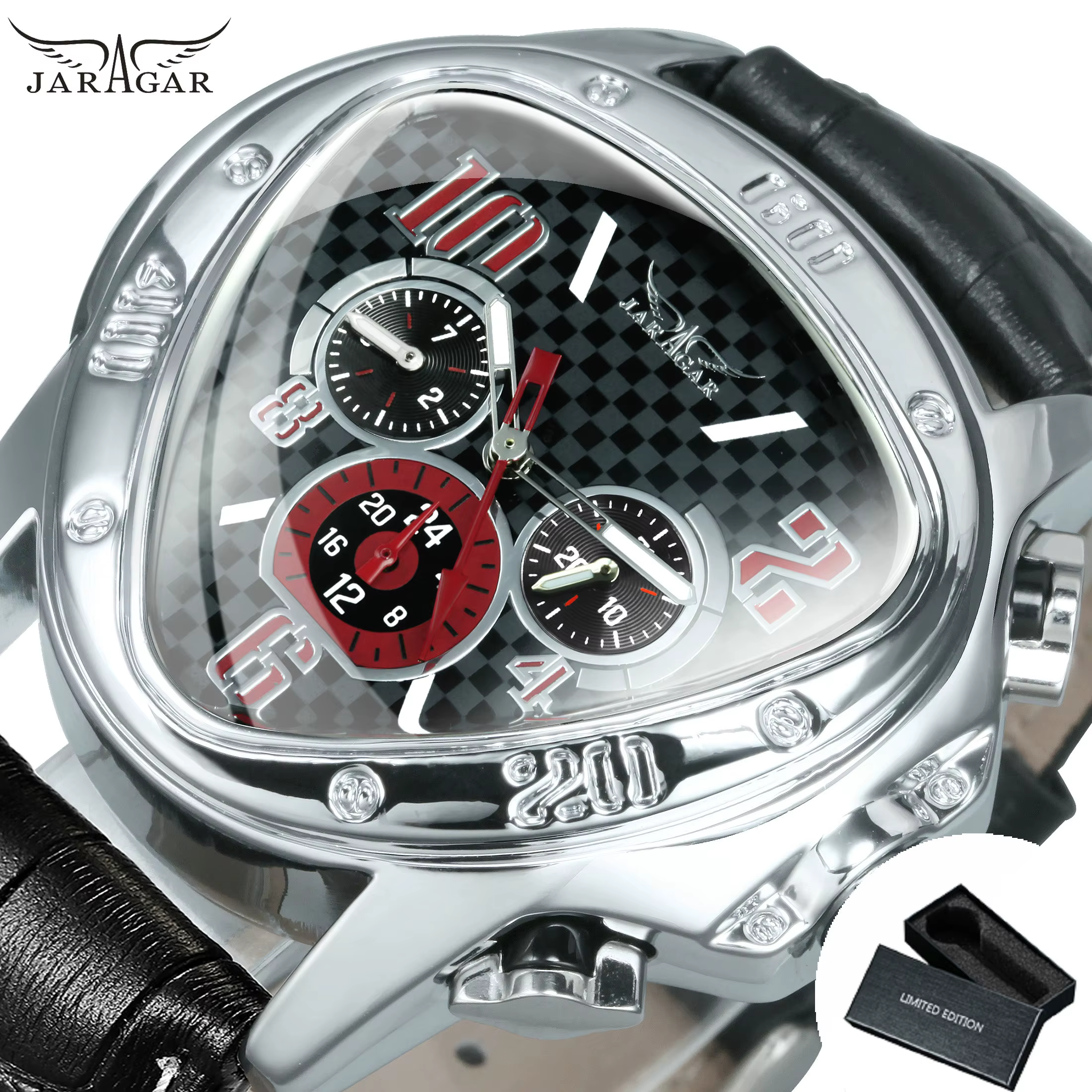 Montre mécanique sportive JARAGAR pour hommes, montre automatique multifonctionnelle tendance, brace