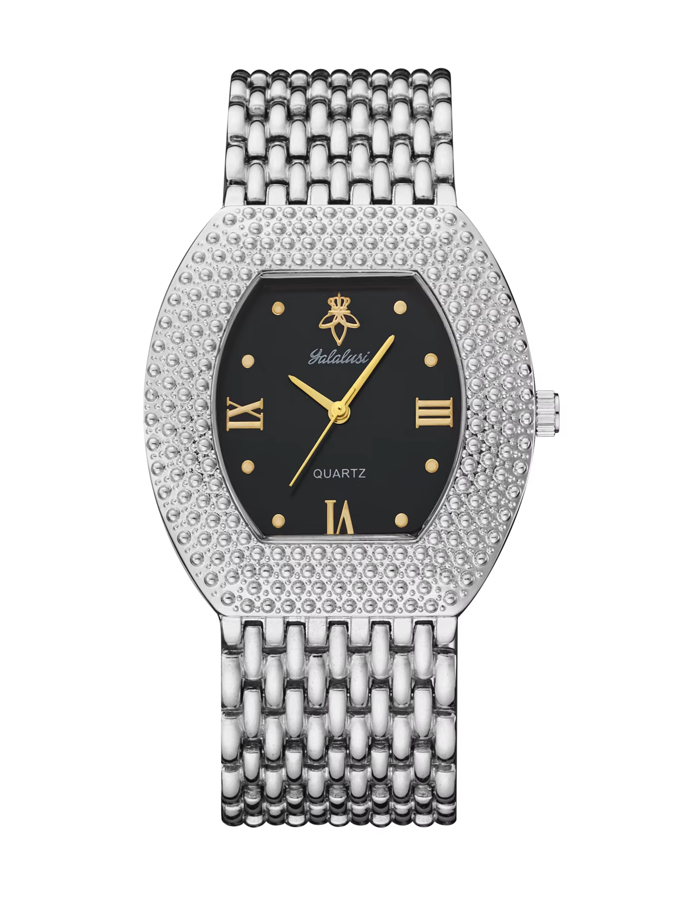 YaLaLuSi Montre élégante pour femmes, de style rétro, en forme de seau, avec un bracelet en acier et