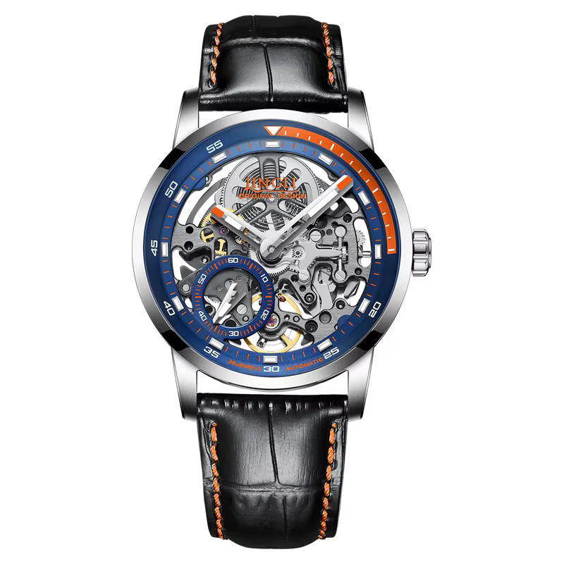 JINLERY montre pour hommes montres mécaniques automatiques squelette étanche montre-bracelet de luxe auto vent mâle