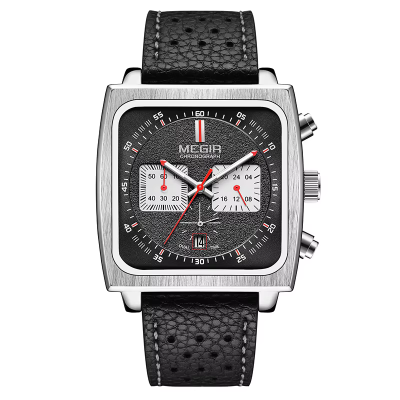 Montre à quartz carrée série chronographe avec calendrier 43