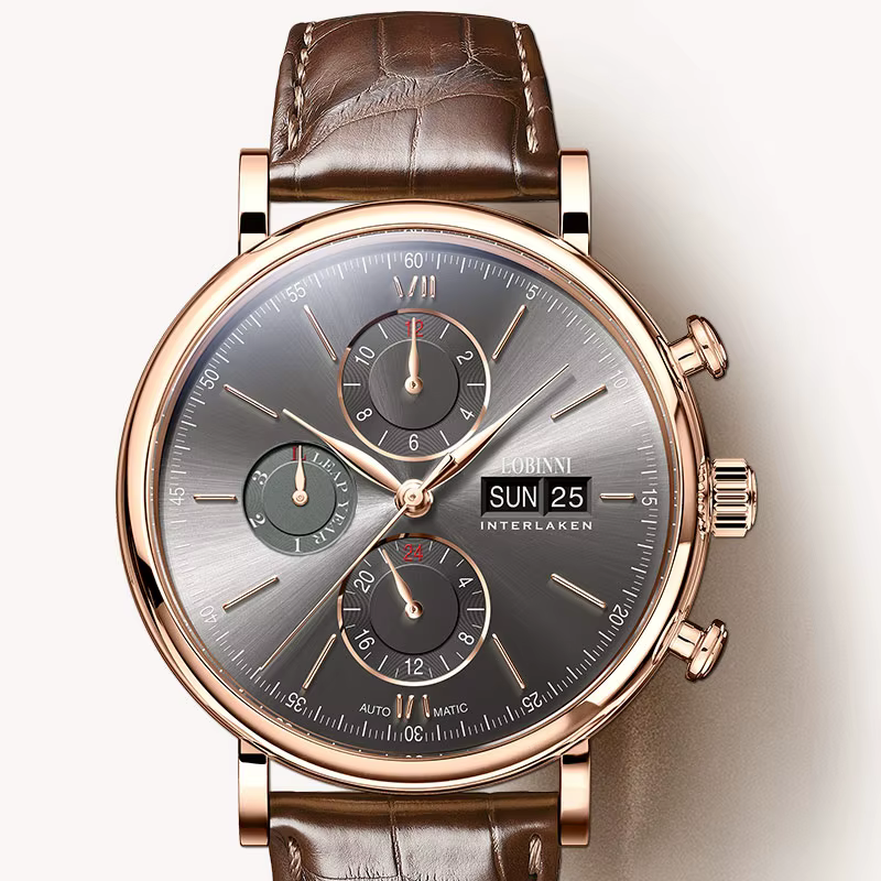 Marque de luxe Suisse LOBINSettlement perpétuel calendrier SeaghydrAutomatic mécanique montres pour hommes saphir multifonction L13019-11