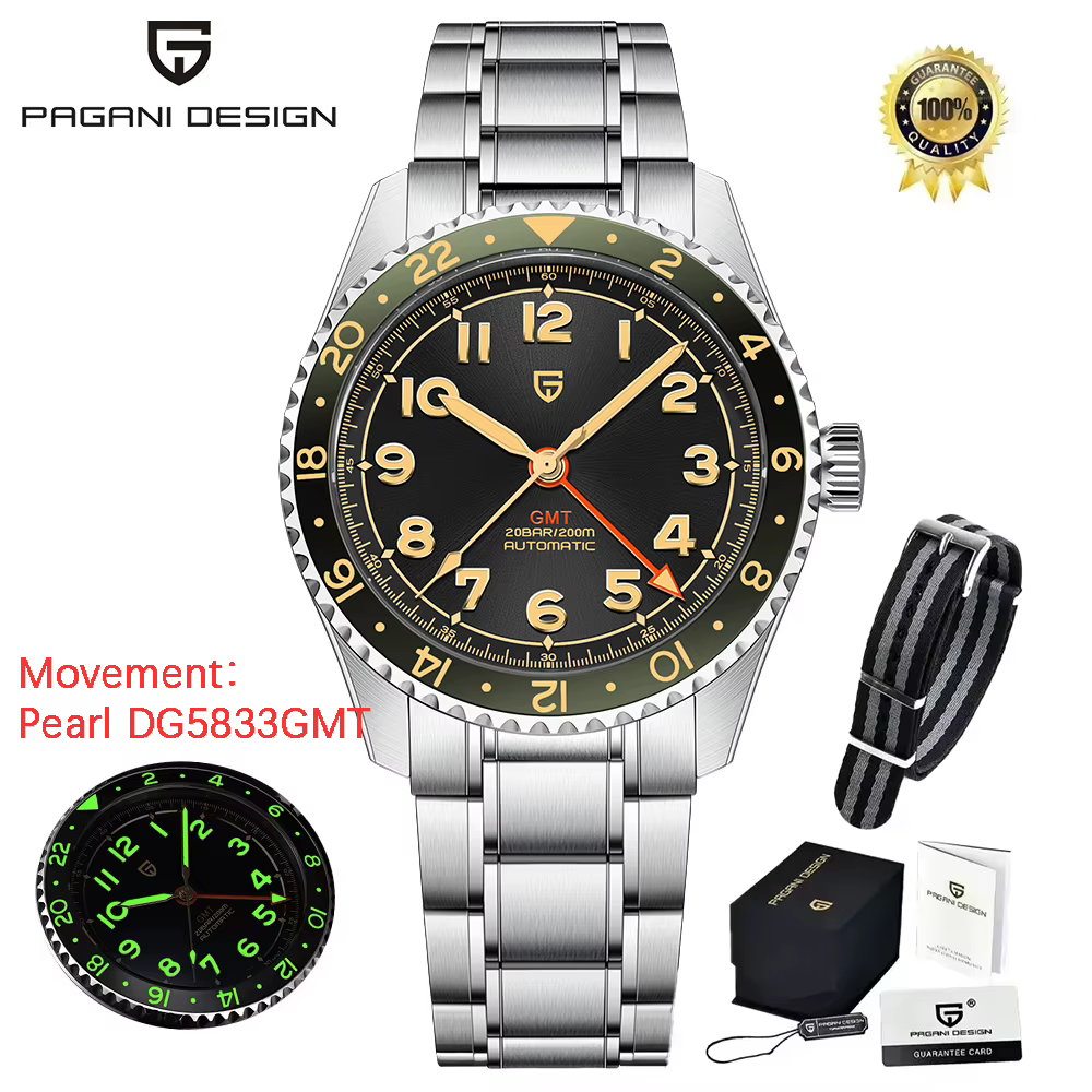 Montre mécanique PAGANI DESIGN, nouvelle collection, lumineuse, tendance, entièrement en acier inoxydable, mouvement automatique, emballage exquis
