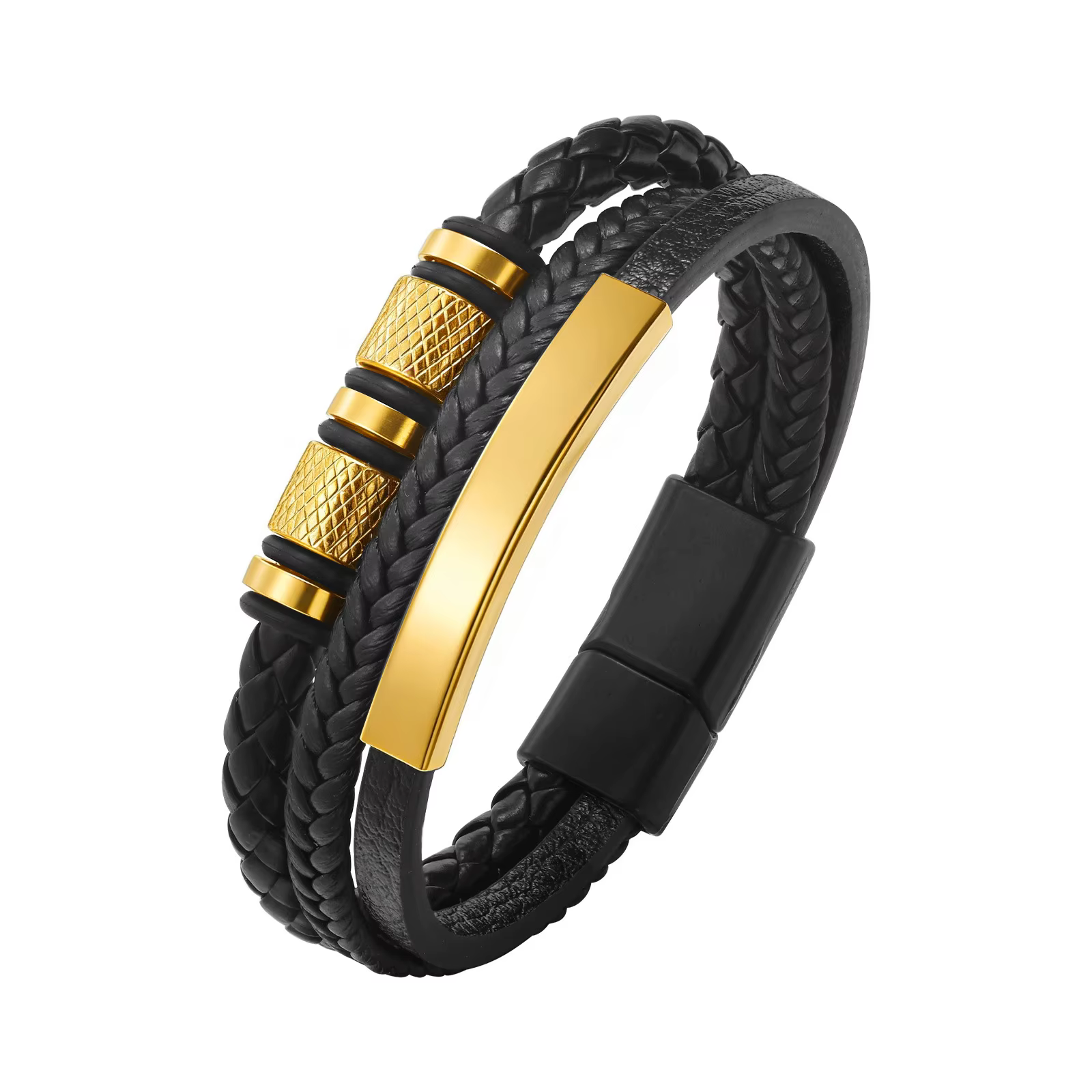 Vnox Bracelet en cuir tressé personnalisé pour hommes