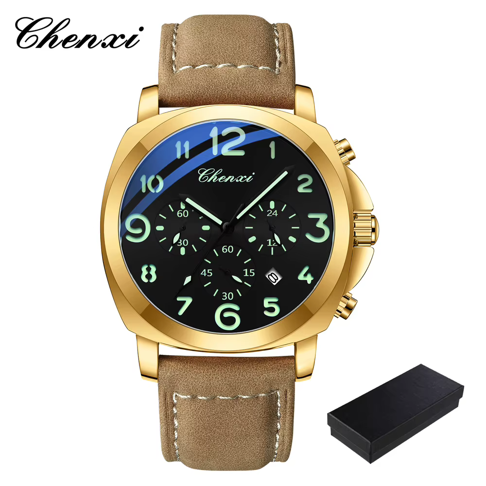 Montre-bracelet pour homme de luxe de la marque CHENXI, chronographe, étanche, lumineuse, de haute qualité, montre sport pour homme, date, montres à quartz pour homme