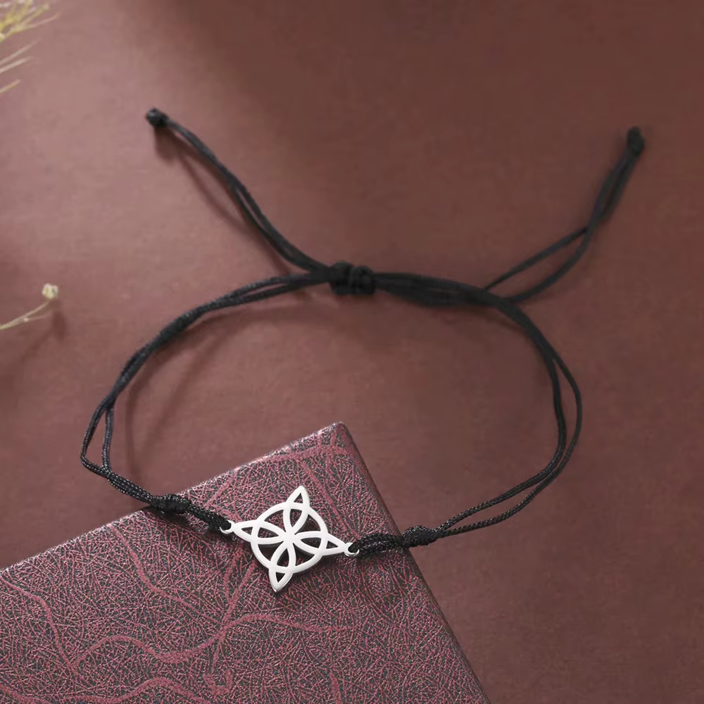 LIKGREAT Bracelet en corde de cire avec nœud de sorcière