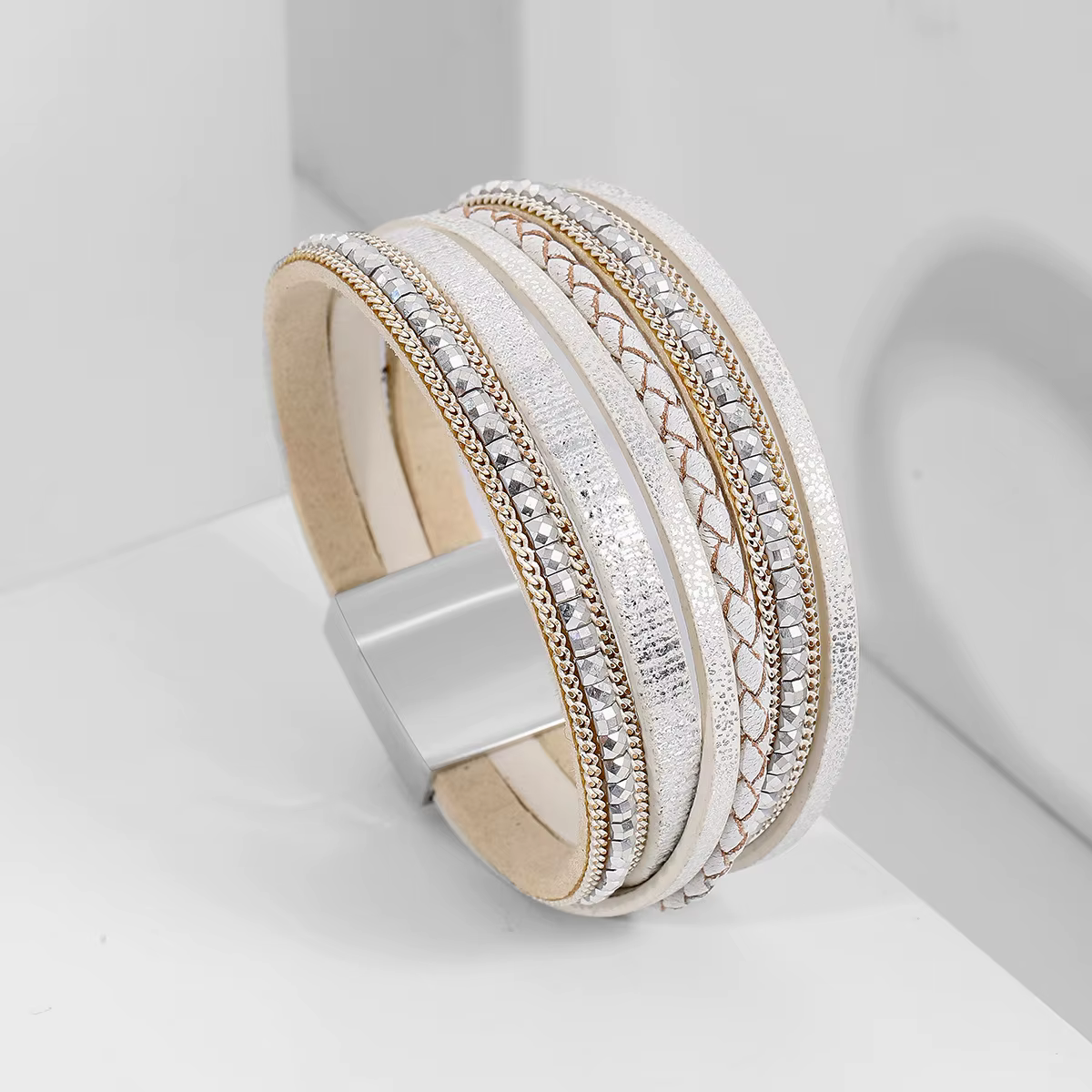 Bracelet en cuir multicouche confortable