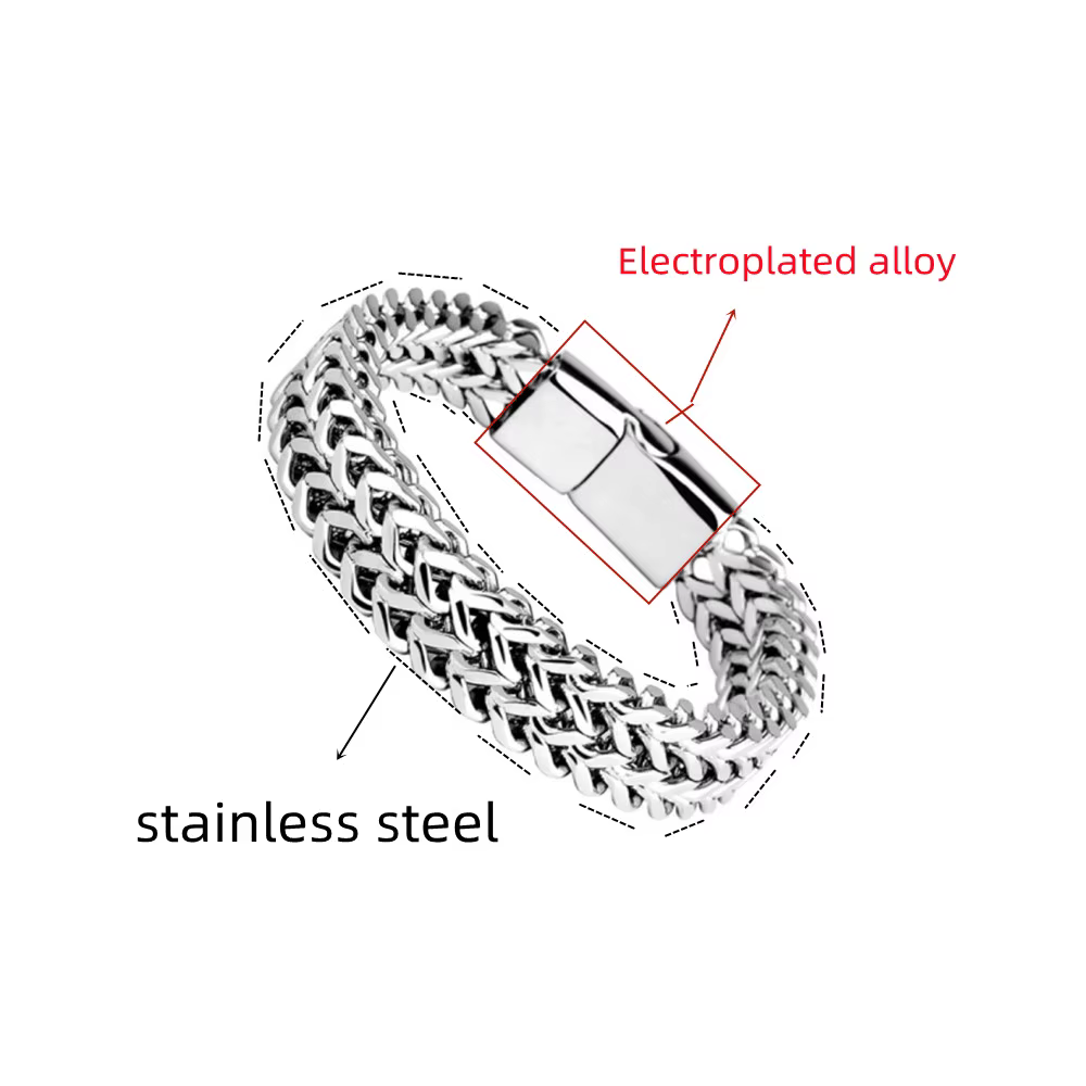 Bracelet en acier inoxydable tressé à double rangée