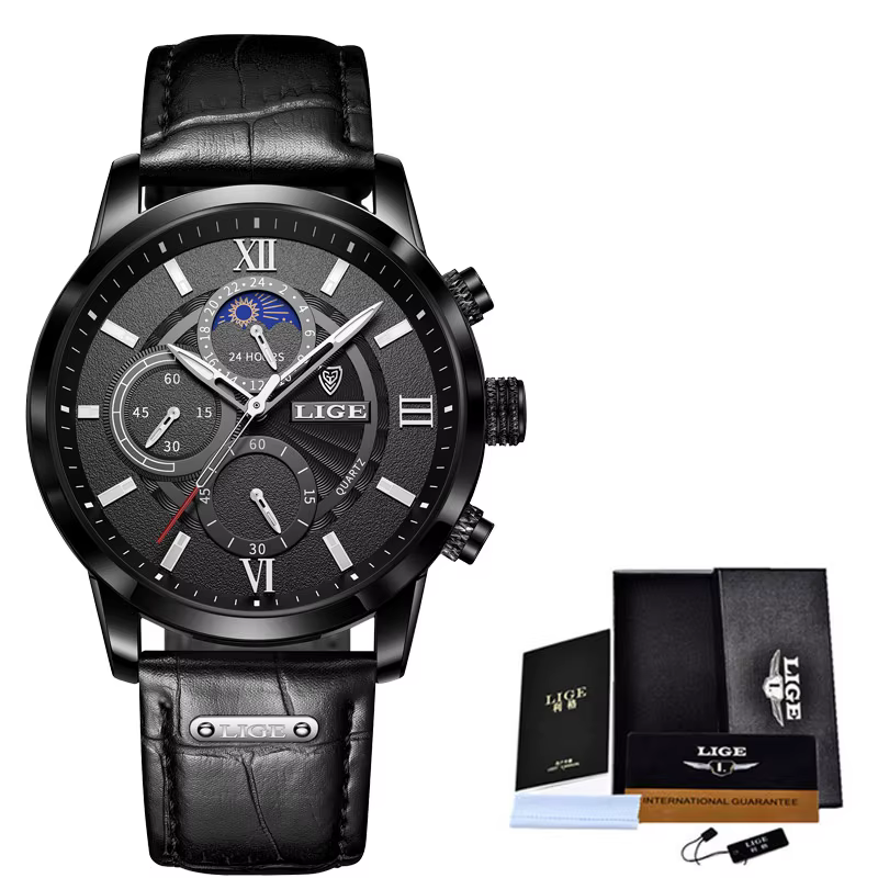 Montres pour hommes LIGE Top marque de luxe hommes montre-bracelet pour hommes en cuir montre à Quartz sport étanche mâle horloge Relogio Masculino