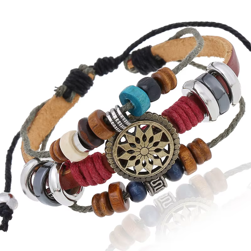 Bracelet Boho en cuir véritable