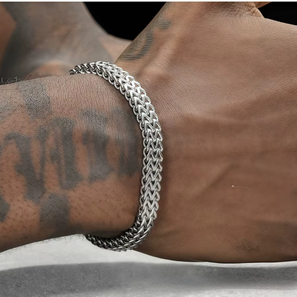Bracelet tressé en acier inoxydable pour hommes