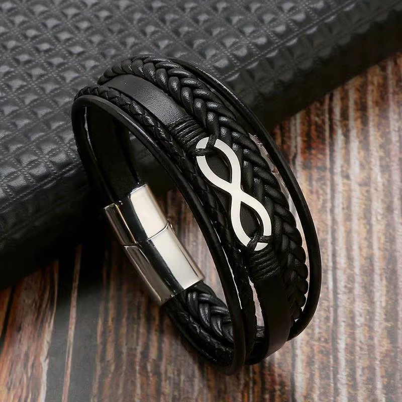 Bracelet en cuir multicouche pour hommes