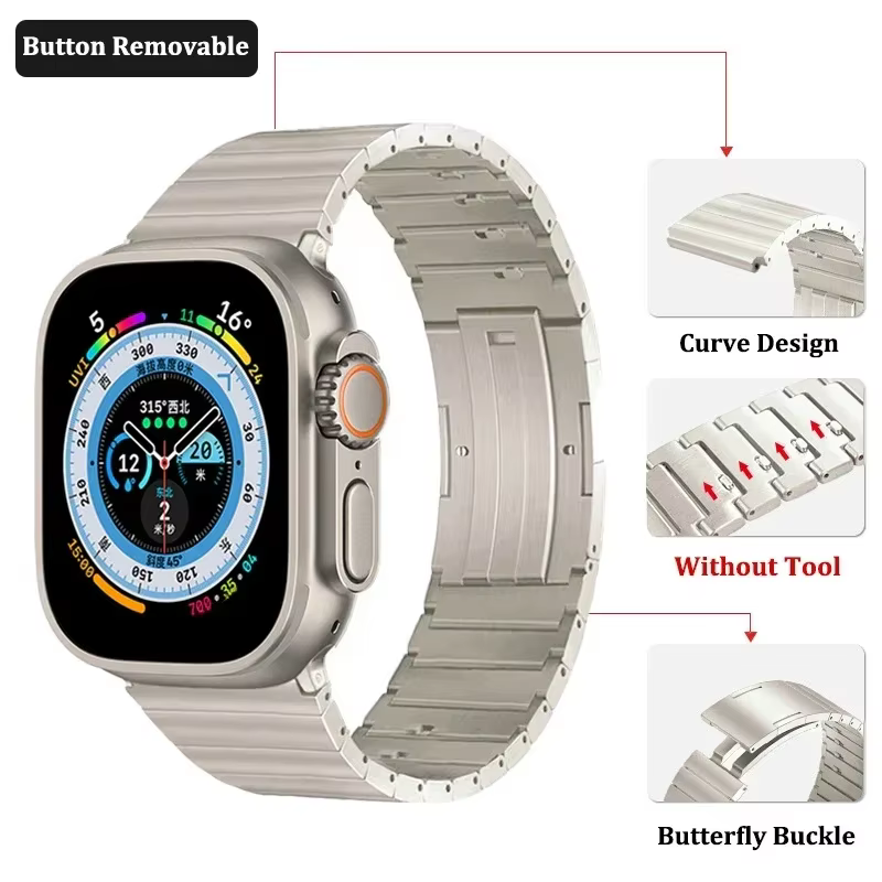 Bracelet à maillons en titane pour Apple Watch Ultra 2 49mm 41 45mm 42 44mm 46 40mm